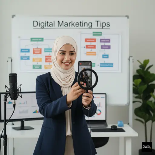 freelance-digital-marketing-person-recording-video-phone-short-form-shoppable-video-marketing